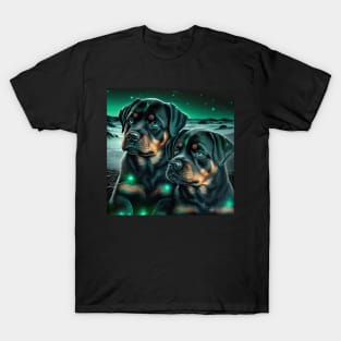 Rottweilers With Green Glow T-Shirt